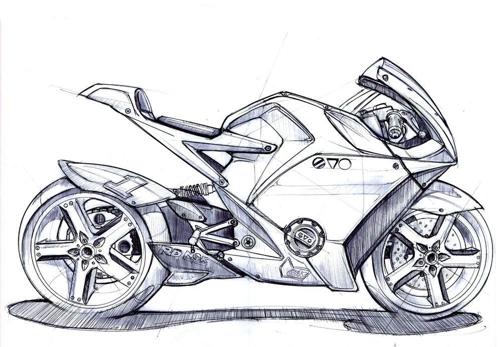 Как нарисовать мотоцикл карандашом